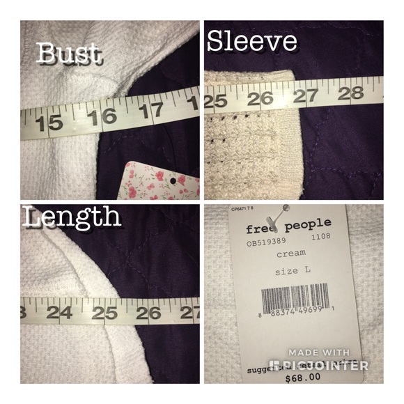 NWT Free People White Bandana Cuff Thermal Large - Picture 4 of 5